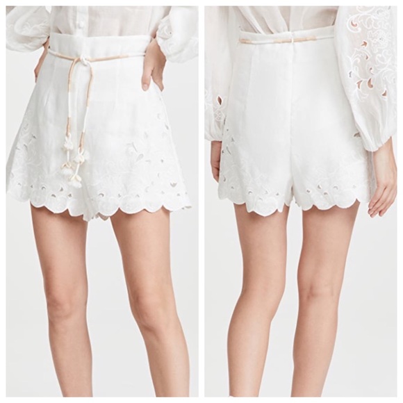 Zimmermann Pants - Zimmermann Nina Embroidered Shorts